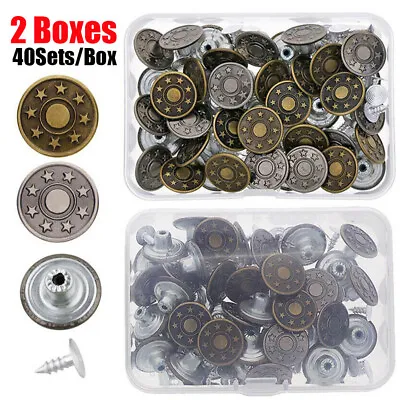 80Sets 17mm Replacement Jeans Buttons Kit Metal Button Pants Trouser Coat Jacket • $12.49