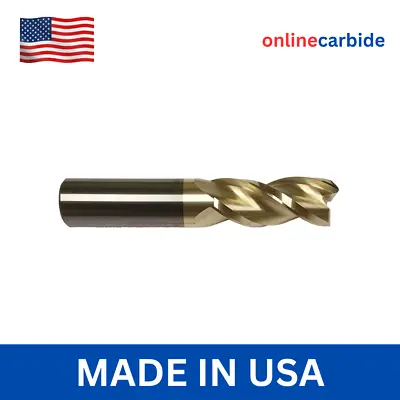 1/4  3 Flute Long Carbide End Mill For Aluminum - Square End  - Zrn Coated • $23.95