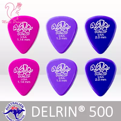 $10.19 • Buy 🔥🎸6x Genuine Jim Dunlop DELRIN 500 🟣 Thick Variety Guitar Picks Plectrum Pick