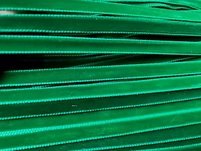 Vintage Velvet Ribbon 1/4  Emerald 3yds Made In Switzerland • $7.99
