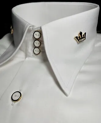 MorCouture White Royal Crown High Collar Shirt • $124.99