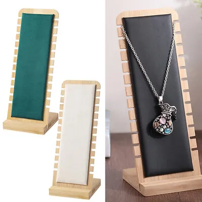 Bamboo Wood Necklace Display Stand Tabletop Jewelry Bracelets Holder Boards • $13.79