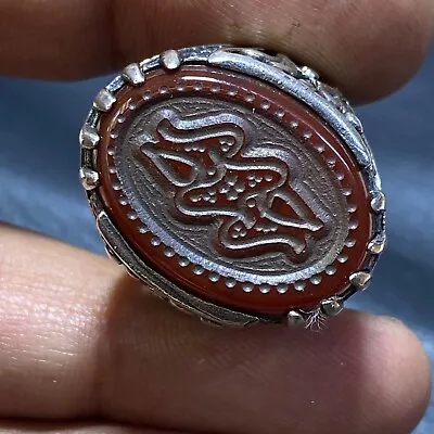 Wow Islamic 925sterling Silver Mens Ring Natural Yemeni Brown Kapidy Aqeeq Agate • $70