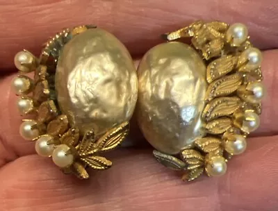 Vintage Miriam Haskell Baroque Seed Pearl Earrings For Repair • $28.77