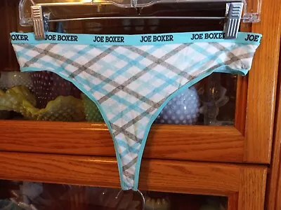 JOE BOXER Rare Vintage 100% Cotton Signature Band Plaid Thong Panties Panty 8 • £12.54