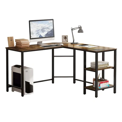 $106.99 • Buy Foret Computer Desk L-Shape Office Corner Table Storage Study Work Metal Antique