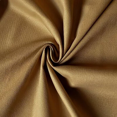 £0.99 • Buy Ochre Tan Brown 100% Cotton Twill Heavy Woven Fabric – Jeans, Workwear, Strong