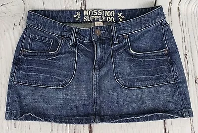 Mossimo Supply Co Ladies Mini Denim Jean Skirt 4-Pockets Medium Wash Blue Size 9 • $17.50