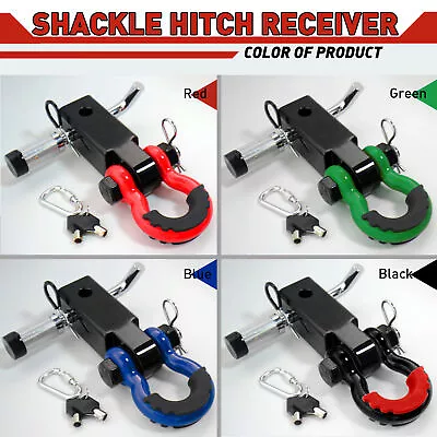 Receiver Hitch D-Ring With 5T 3/4In Shackle Tow Hook Winch Mount To 2  Receivers • $23.74