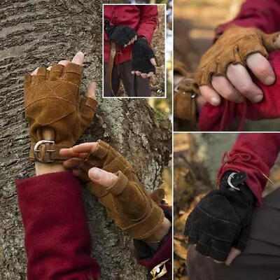 Celtic Gloves Suede Black / Brown Ideal For Costume Or LARP • £40