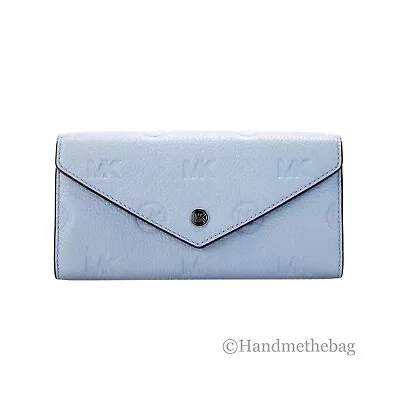 Michael Kors Jet Set Large Pale Blue Embossed Envelope Continental Clutch Wallet • $69