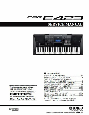 Yamaha Psr-e423 Service Manual Book In English Inc Schematics Digital Keyboard • £12.99