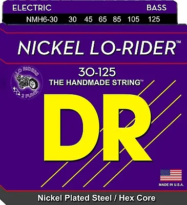 DR NMH6-30 Nickel Lo-Riders Bass Guitar Strings (30-125) 6 String Set Medium • $37.99