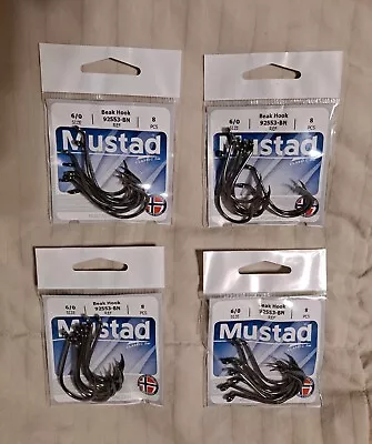 Lot Of 32 Mustad 92553-BN Size 6/0 Beak Bait Fishing Hooks Black Nickel Color • $11.75