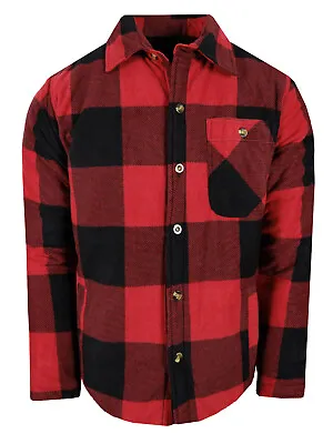 Quilted Lined Flannel Plaid Shirt Jacket Mens Fuzzy Fleece THICK Button Up To 5X • $26.95