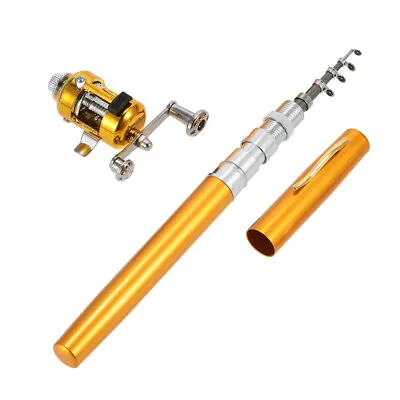 Mini Fishing Rod Reel Combo Set Telescopic Pocket Pen Fishing Rod Pole + Reel • $14.46