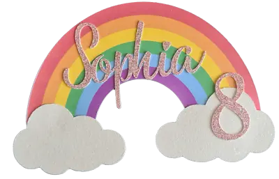 Personalised Rainbow Cake Topper With Any Name An Age First Birthday Cake • £5.99