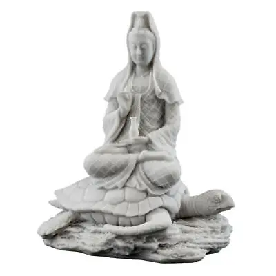KWAN YIN RISING FROM THE SEA STATUE Quan Yin Buddha Goddess White Marble Resin • $54.95