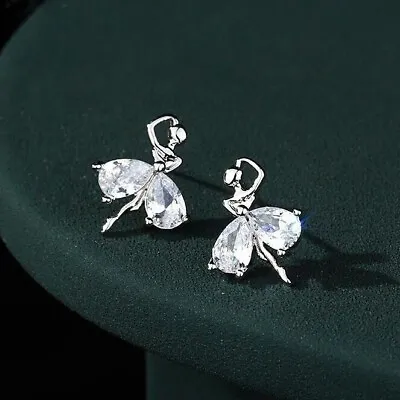 Women Girls Beautiful Ballet Stud Earrings 925 Sterling Silver Jewellery Gift UK • £3.49