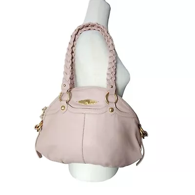 Elliott Lucca Soft Pebbled Pink Leather Boho Hand Shoulder Bag Braided Straps • $24.99