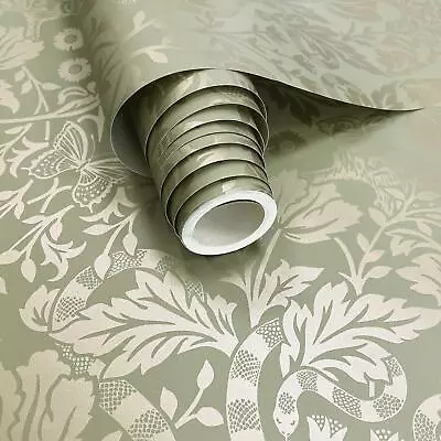 £12.95 • Buy Floral Damask Holden Wallpaper Sage / Gold 13421 Metallic Leaves Animals Flowers