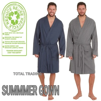 Mens Dressing Gown Gowns Robe  HOSPITAL HOLIDAY  SUMMER COOL LIGHTWEIGHT  TRAVEL • £17.95