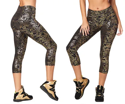 Zumba Love Metallic Capri Leggings - Black ~ Small & XXL ~ Free Ship • £33.73