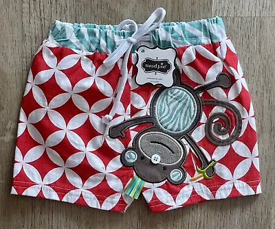 Mudpie Baby Boy Swim Trunks Safari Monkey Appliqué Size 0-6m NWT Lined • $19.99