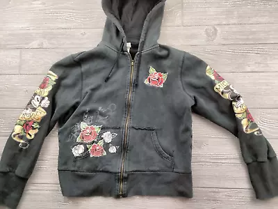 Walt Disney World Youth XL Black Mickey Mouse Jacket Ed Hardy Style All Over • £16.38