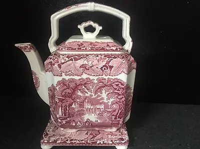 Vintage Mason's  Vista  Pink Ironstone China Tea Pot With Trivet • $280