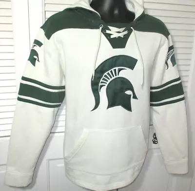 MSU Spartans Hoodie By Colosseum~Laced Top~Men's M~Stitched On Graphics~Preowned • $38.99