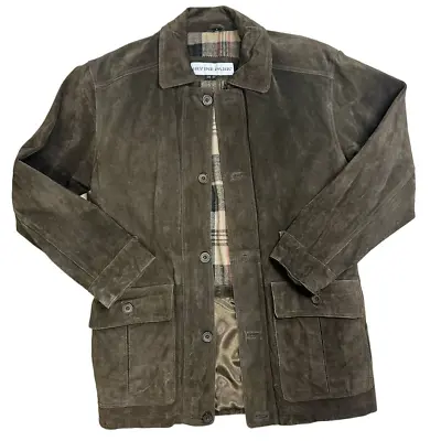 Vintage Irvine Park Dark Brown 100% Suede Leather Jacket Men's Small Reg • $52