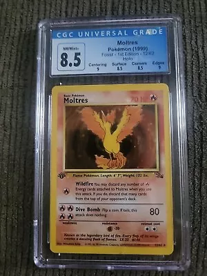 1999 Pokemon Card Game Fossil 1st Edition MOLTRES Holo #12/62 CGC 8.5 • $59.64