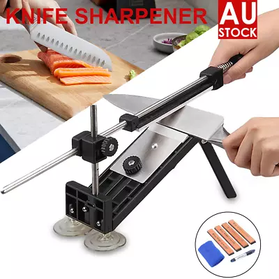 Professional Chef Knife Sharpener Kitchen Sharpening System Fix Angle 4 Stones • $29.43