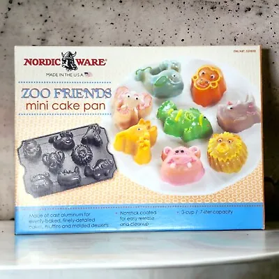Nordic Ware Nonstick Cast Aluminum Cake Pan Mini Baking Zoo Friends 8 Portion • $19.99