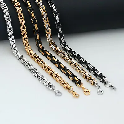 Men's Chain Necklace Byzantine Chain Necklace Stainless Steel Heavy Link Chain • $8.99