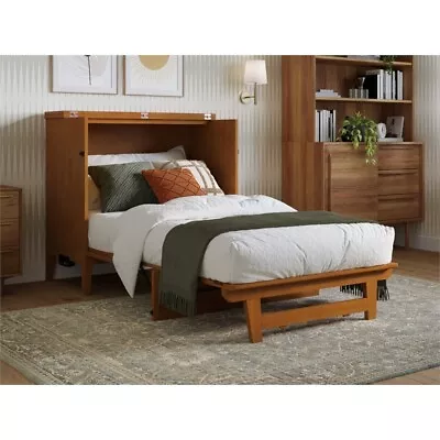 Santa Fe Twin Murphy Bed Chest With Mattress & Built-in Charger In Light Toffee • $968.99