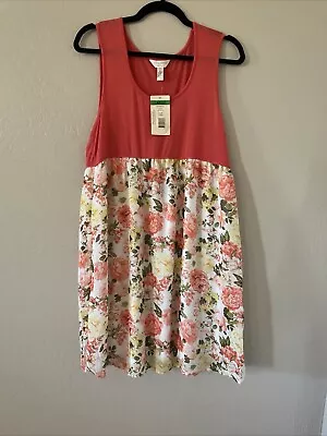 Three Seasons Maternity Dress Coral Floral Print SZ-L NWT • $17.48