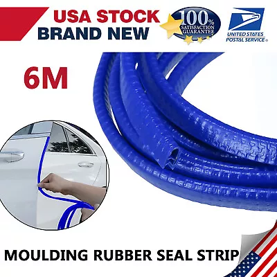 6M Car Door Edge Blue Moulding Trim Blue Protector Strip Rubber Metal Seal • $8.99