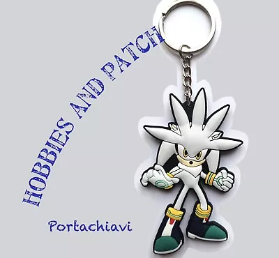 Silver Sonic The Hedgehog Rubber Gadget Curly Video Game Keychain • £4.63