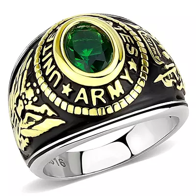 US Army United States Gold EP Stainless Steel  Black Green Ring USA Seller   • $17.95