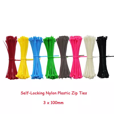 Self-Locking Nylon Plastic Zip Ties Multi-coloured Ultra Strong Cable Tie Straps • $2.16