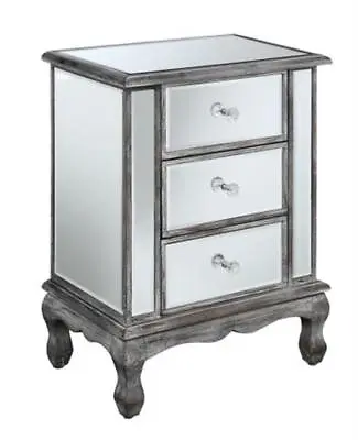 Gold Coast Vineyard 3 Drawer Mirrored End Table - 413359WGY • $183.05