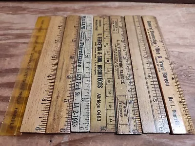 Lot Of 8 Vintage 6-Inch Rulers - 4 Advertising 3 Plain 1 Plastic • $15.95