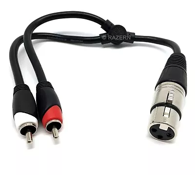 NEW XLR Female 3-Pin Jack To 2-RCA Male Plugs Stereo Microphone Adapter 1' Cable • $9.95