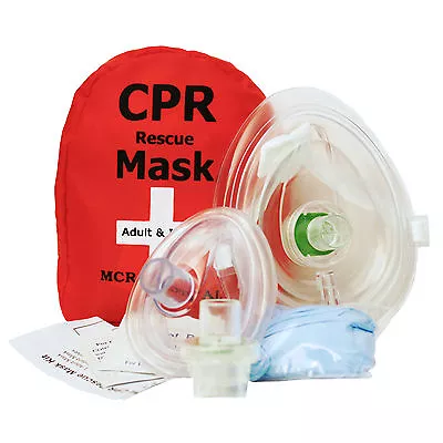 Adult/Child + Infant CPR Pocket Resuscitator Rescue Masks W 2 Valves MCR Medic • $11.95