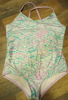 Wonder Nation Girls Mermaid  Swim Suit Size Large 10-12 One Peice Bathing Suit  • $8.99