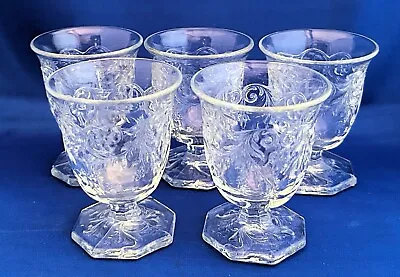 EARLY McKEE SET Of 5 EAPG ROCK CRYSTAL FOOTED 3.5 Oz EGG CUPS 3.5  TALL • $30