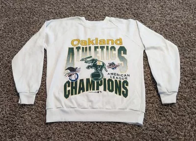 VTG 1990 WORLD SERIES Oakland Athletics Pullover Sweatshirt Medium  • $24.90