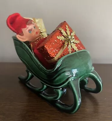 Vintage Christmas Knee Hugger Elf Pixie Sleigh • $20